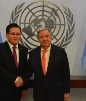 Шадар сайд Ө.Энхтүвшин НҮБ-ын Ерөнхий нарийн бичгийн дарга А.Гутеррестэй уулзав