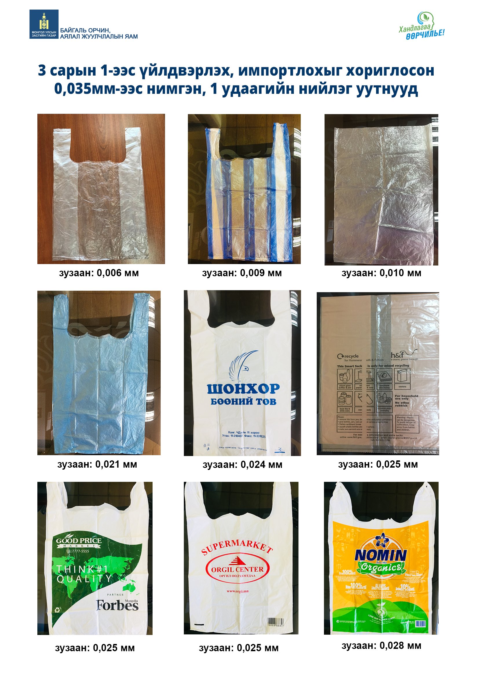 0.035 мм-ээс нимгэн хэрэглээний нийлэг уутыг ирэх 3-р сараас хориглоно