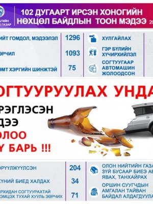 ЦЕГ: Хулгайтай холбоотой 11 дуудлага бүртгэгдэж. 204 хүн эрүүлжүүлэгджээ