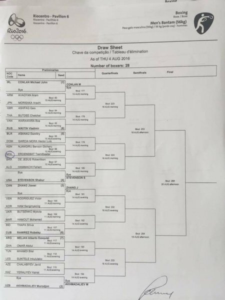 Олимпт  оролцож буй монголын бокс,жүдо бөхийн тамирчдын тоглолтын хуваарь